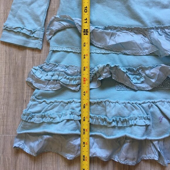 Naartjie Kids Girls Ruffle Layered Long Sleeve Dress Tunic Sz 4 Blue - Picture 6 of 6